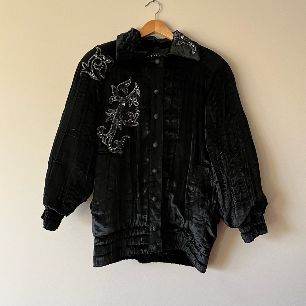 RARE VINTAGE Escada by Margaretha Ley Velvet Crystal Bomber Jacket